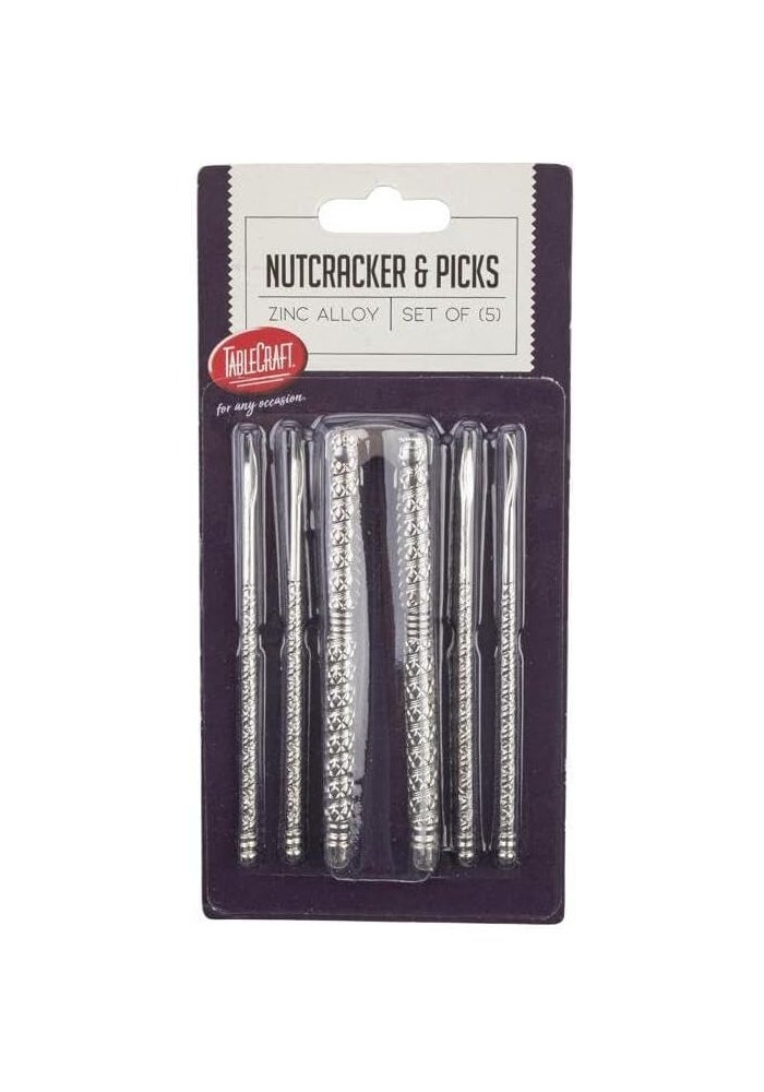 Tablecraft Silver Nutcracker and Pick Set with 4 Picks - Image 4