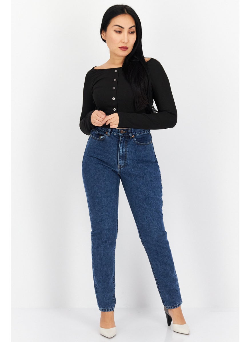 Dr Denim Women Regular Fit Washed Denim Jean, Blue  - Image 3