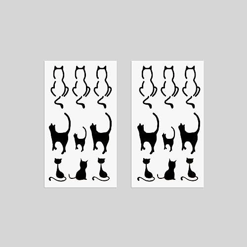 Oottati Small Cute Temporary Tattoo Cat Totem Neck (Set of 2) - Image 4