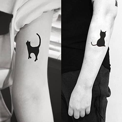 Oottati Small Cute Temporary Tattoo Cat Totem Neck (Set of 2) - Image 3