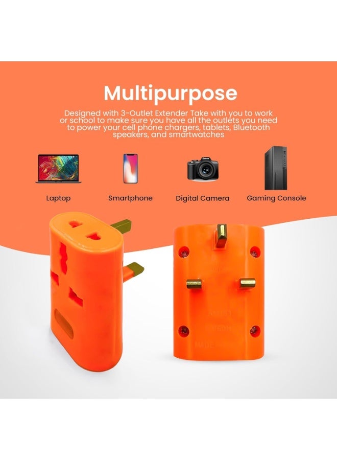 كامري مشترك برتقالي  عالمي، محول 3 دبابيس – لون برتقالي مع مؤشر LED وميزات أمان مدمجة - Image 3