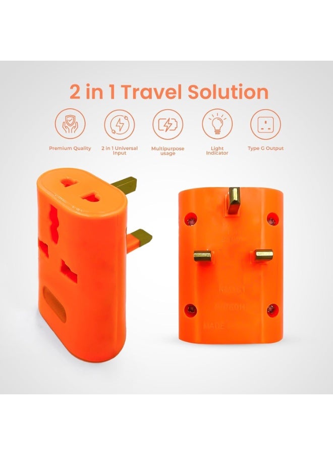 كامري مشترك برتقالي  عالمي، محول 3 دبابيس – لون برتقالي مع مؤشر LED وميزات أمان مدمجة - Image 4