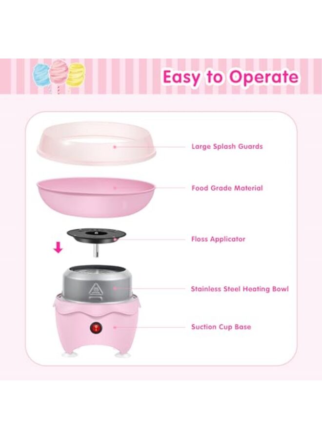 Cotton Candy Maker, Countertop Cotton Candy Machine, Includes 8 Bamboo Skewer, Enjoy Homemade Treats in Minutes Pink - Image 5
