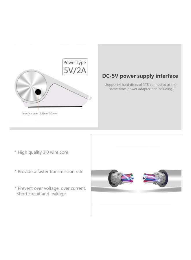 NIBEMINENT 7-Port USB Hub Splitter Silver - Image 3