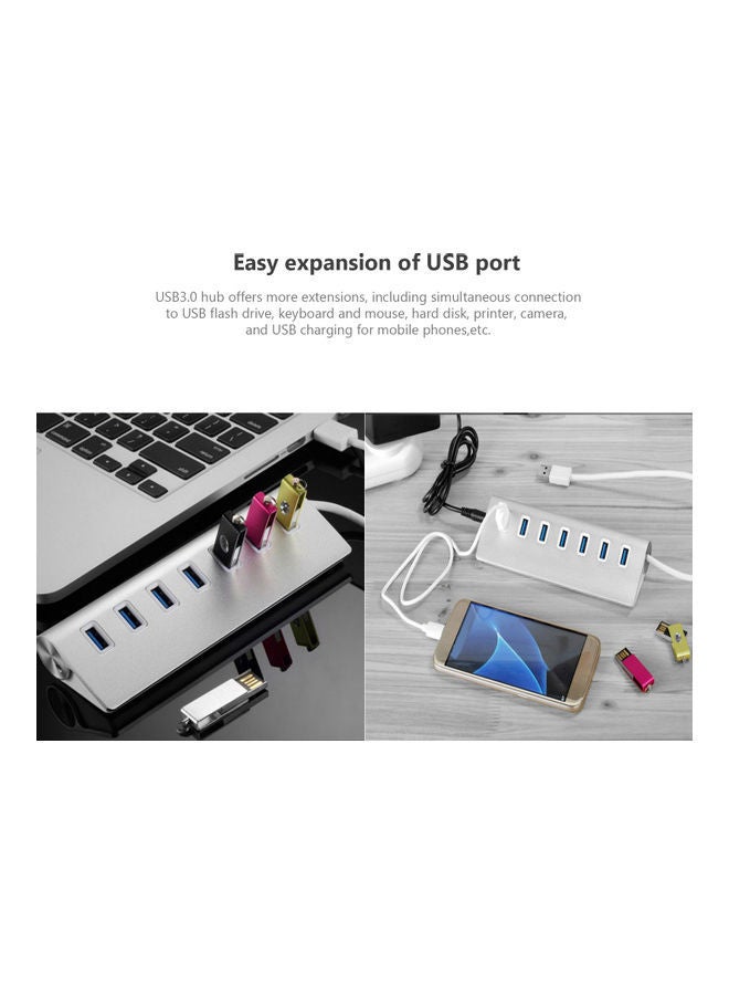 NIBEMINENT 7-Port USB Hub Splitter Silver - Image 4