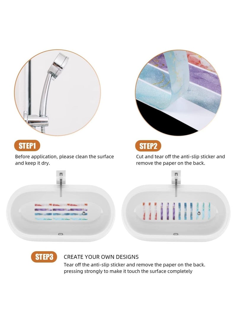 SYOSI Anti Slip Colorful Shower Strips 24 PCS Bathtub Adhesive Decals for Bath Tub Stairs Ladders - Image 5