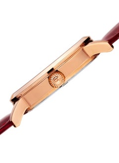 Burgi Rose Gold Tone Case on Burgundy Strap, Silver Dial with Rose Gold Tone Hands  - Image 4