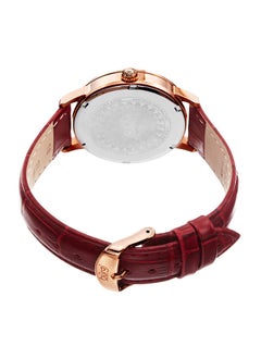 Burgi Rose Gold Tone Case on Burgundy Strap, Silver Dial with Rose Gold Tone Hands  - Image 2