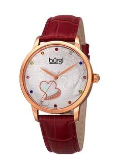 Burgi Rose Gold Tone Case on Burgundy Strap, Silver Dial with Rose Gold Tone Hands  - Image 1