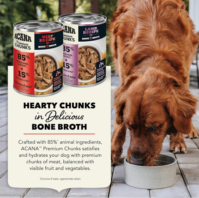 acana طعام الكلاب الرطب ACANA Premium Chunks مجموعة متنوعة من وصفات لحم البقر و لحم الضأن 128 أونصة علب 6 عدد 3 من كل نوع - Image 4