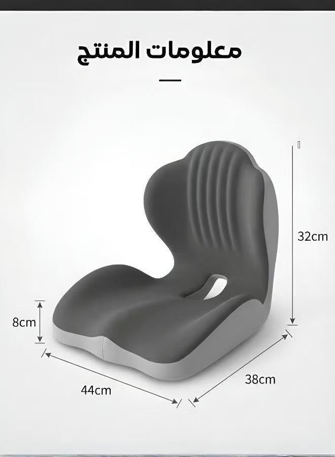 Memory Foam Ergonomic Integrated Seat & Back Cushion for Office Chair & Car, Black/Gray, 40x44x37 cm - Image 2