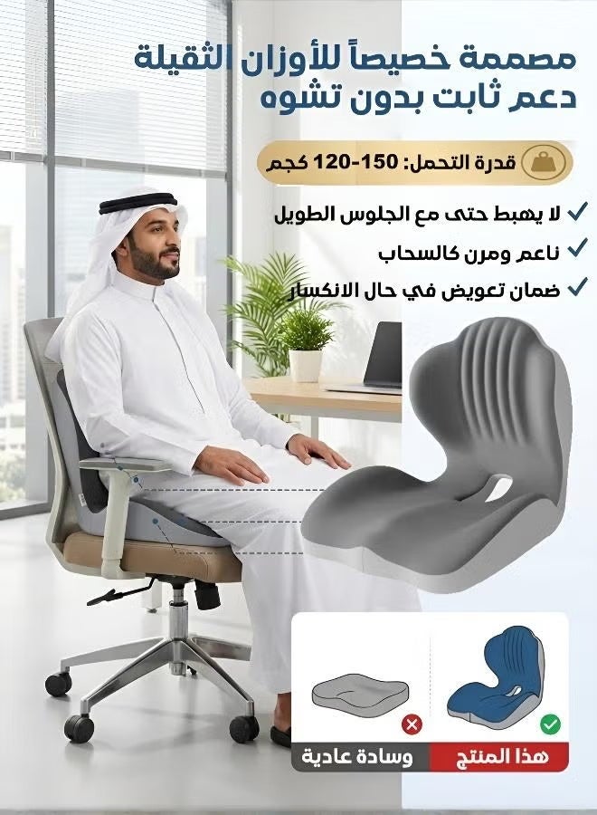 Memory Foam Ergonomic Integrated Seat & Back Cushion for Office Chair & Car, Black/Gray, 40x44x37 cm - Image 5