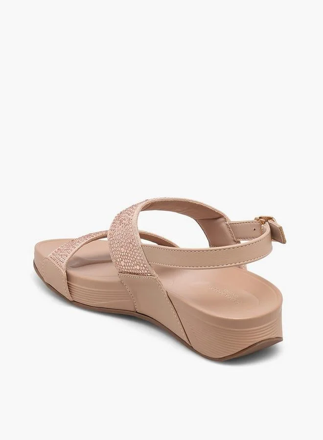 Flora Bella By Shoexpress BEIGE Women Embellished Wedge Heel Sandals for Women | Best Price UAE
