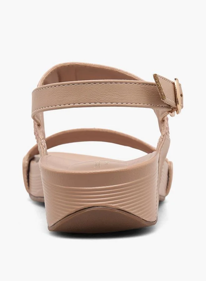 Flora Bella By Shoexpress BEIGE Women Embellished Wedge Heel Sandals for Women | Best Price UAE