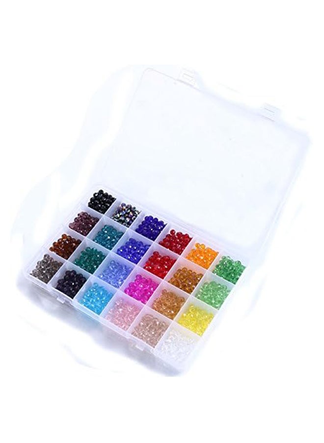 خرز متعدد الأوجه مع فتحة لصنع المجوهرات، 6 مم، 24 لون 1200 قطعة/صندوق