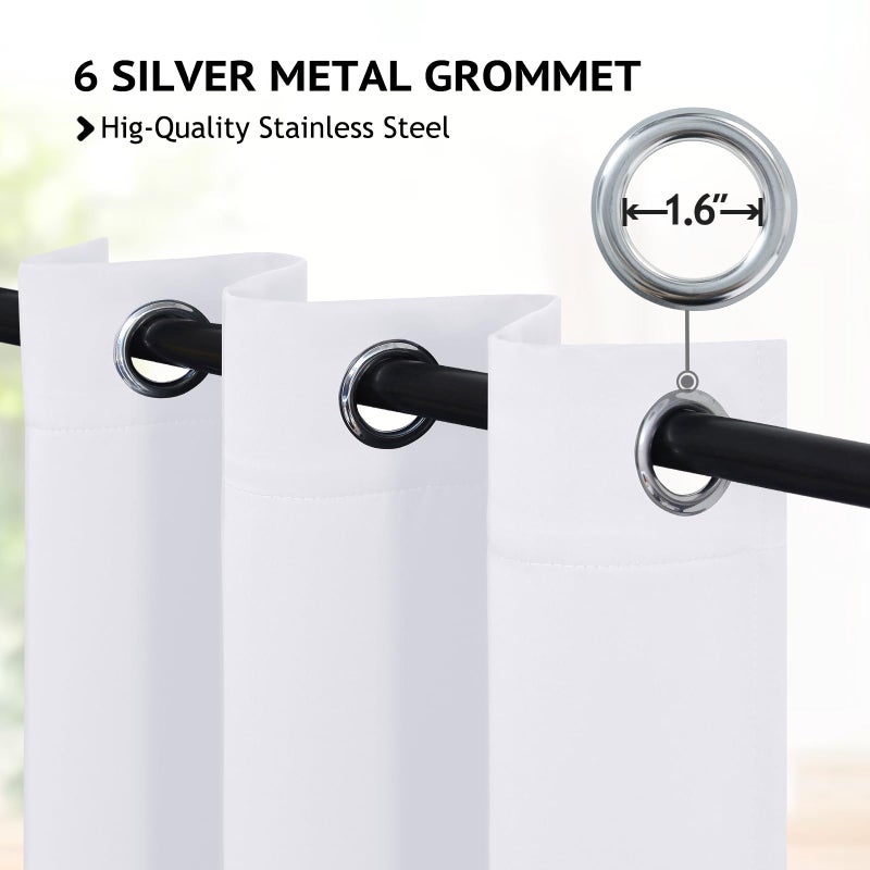 COSVIYA Grommet Blackout Room Darkening Pure White Curtains 84 inch Length 2 Panels Thick Polyester Light Blocking Insulated Thermal Window Curtain Drapes for Bedroom/Living Room 38x84 inches - Image 2