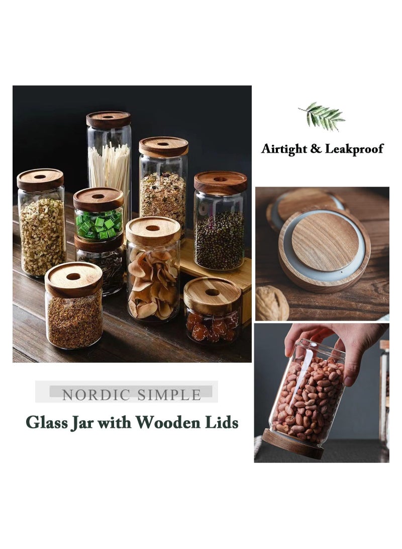 Airtight Glass Storage Jar with Acacia Wood Air-tight Lid, 3 Pack Borosilicate Glass Kitchen Canisters 800ml  - Image 4
