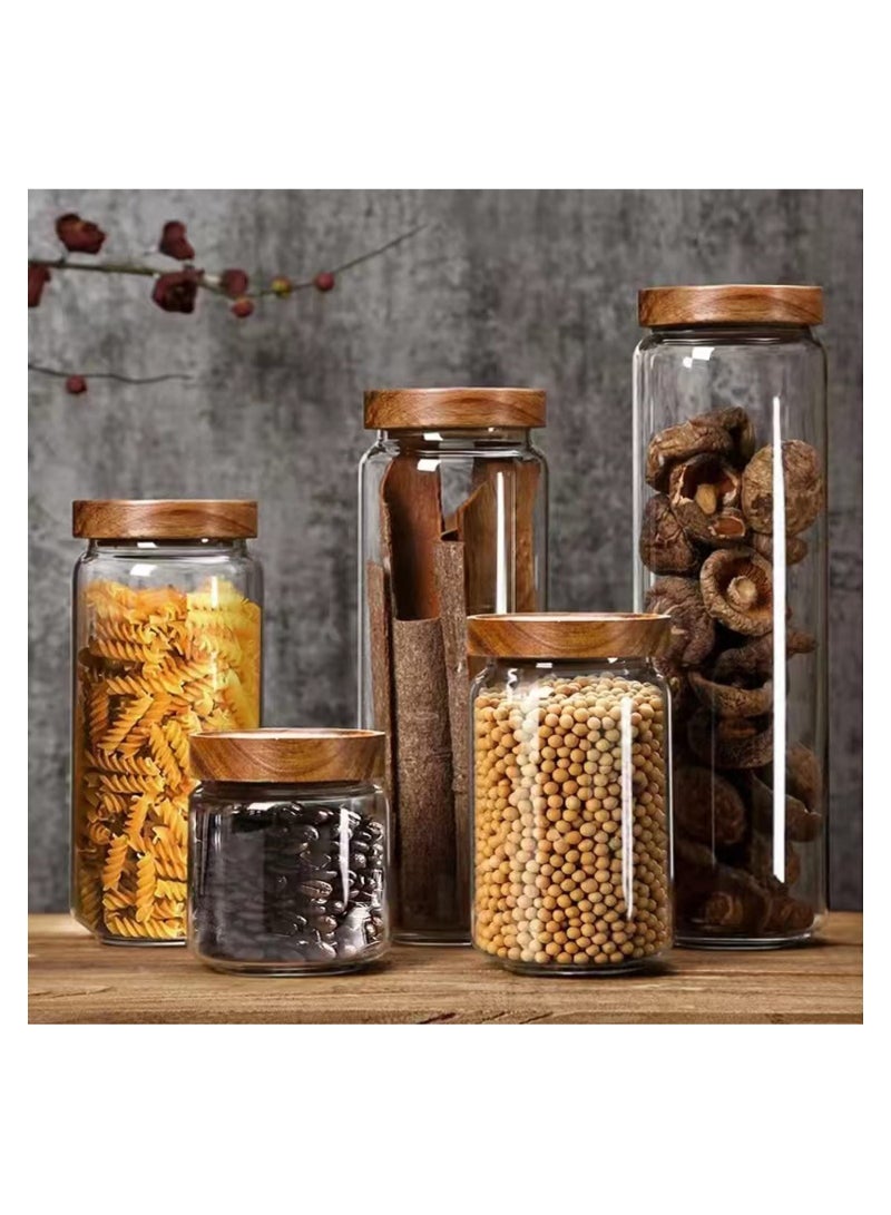 Airtight Glass Storage Jar with Acacia Wood Air-tight Lid, 3 Pack Borosilicate Glass Kitchen Canisters 800ml  - Image 3