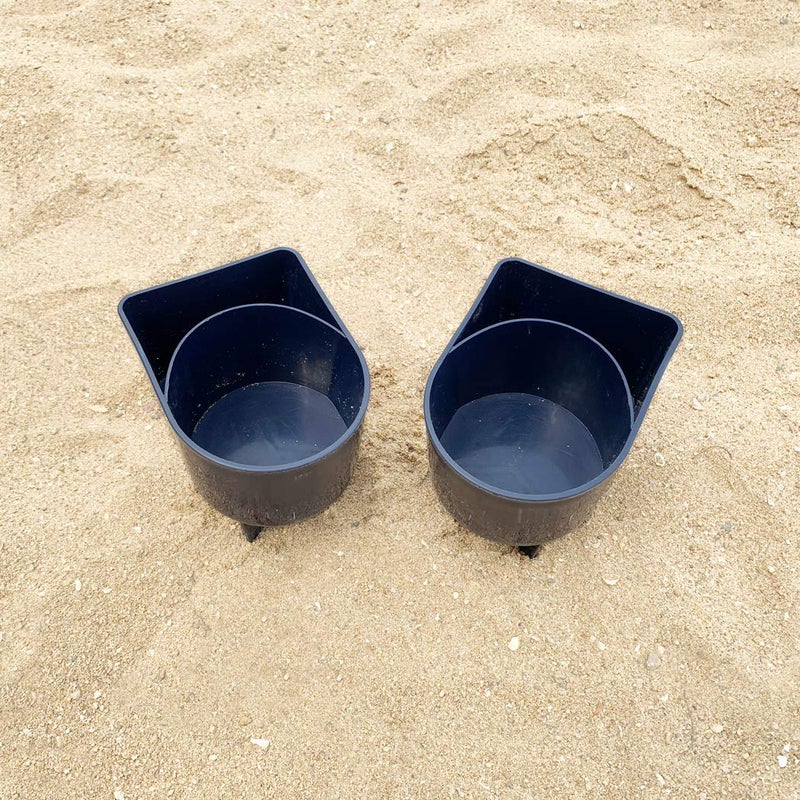 Home Queen Beach Cup Holder with Pocket, Multi-Functional Sand Cup Holder for Beverage Phone Sunglasses Key, Beach Accessory Drink Sand Coaster, 2-Pack, Navy - Image 4