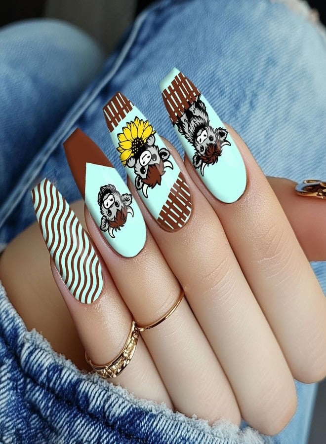 PH PandaHall 3pcs Highland Cow Theme Nail Stamping Plates Rustic Farms Nail Art Templates Animal Manicure Art Stencils Texture Pattern Nails Image Plates for Women Manicures Salon Design Printing - Image 5