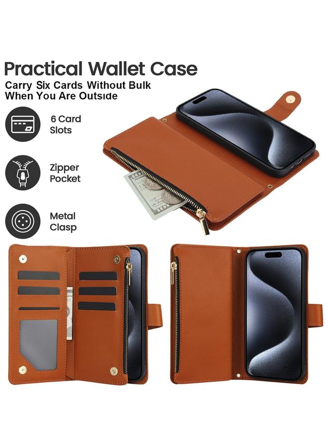 اس-توب حافظة هاتف iPhone 11 YM016 محفظة بطاقات جلدية بسحاب معيني الشكل مع حبل - Image 4