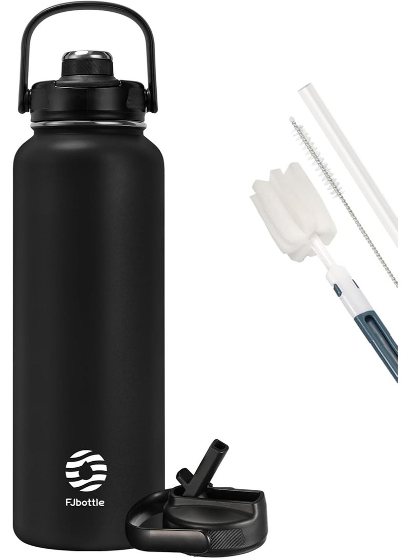 Fjbottle Stainless Steel Water Bottle with Straw 1200 ml - with 2 x Lids BPA-Free Water Bottle Leak-Proof Sports Bicycle Thermal Flask for Fizz, School, Fitnes - Image 1
