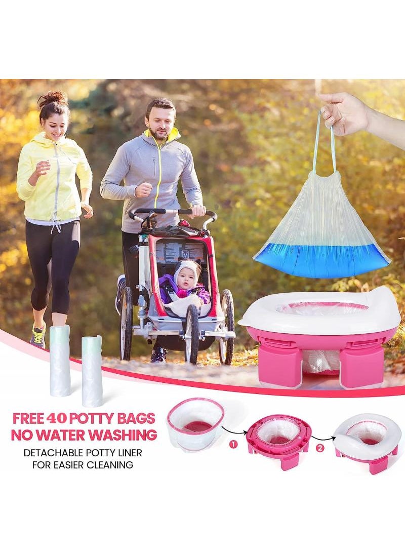 Y&D - 3 In 1 Portable Folding Baby Potty Travel Toilets Potty Training Seat WC Trainer Seat Collapsible Camping Toilet Easy To Clean - Image 1