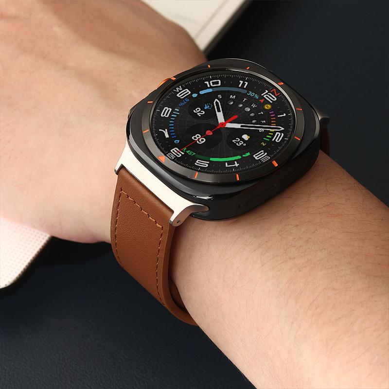 erorex For Samsung Galaxy Watch8 / 8 Classic Rivet Buckle Genuine Leather Watch Band(Dark Brown) - Image 5