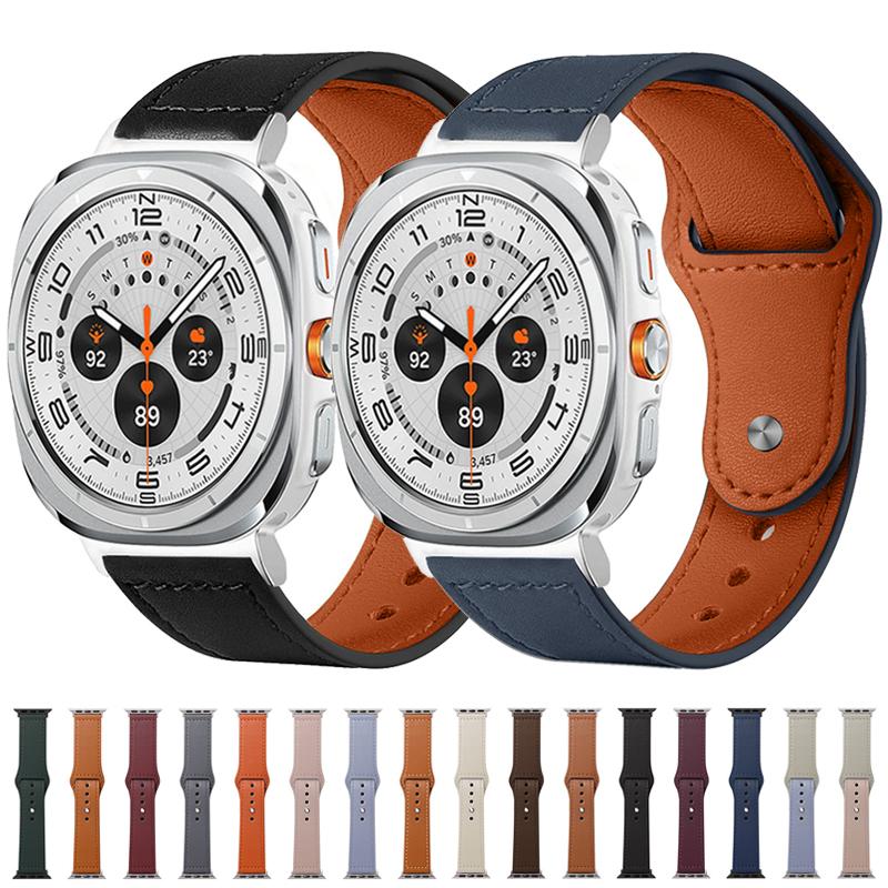 erorex For Samsung Galaxy Watch8 / 8 Classic Rivet Buckle Genuine Leather Watch Band(Dark Brown) - Image 2