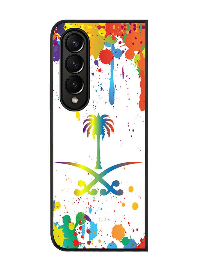 Stylizedd Rugged Black edge case for Samsung Galaxy Z Fold4 Slim fit Soft Case Flexible Rubber Edges Anti Drop TPU Gel Thin Cover - Colorful Saudi - Image 1