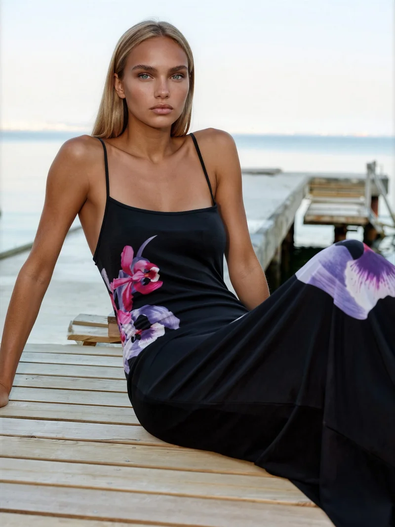Floral Bodycon Dress with Square Collar