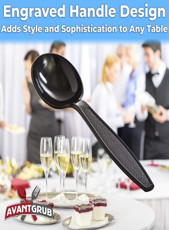 Avant Grub Extra Sturdy, Pro-Grade Plastic Soup Spoons 50 CT. Black, Heavy Duty Recyclable Utensils for Soups, Stews, Chili and Gumbo. Heavyweight Round Spoon is Perfect for Restaurants, Diners and Catering - Image 5