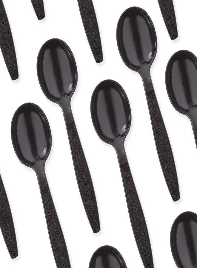 Avant Grub Extra Sturdy, Pro-Grade Plastic Soup Spoons 50 CT. Black, Heavy Duty Recyclable Utensils for Soups, Stews, Chili and Gumbo. Heavyweight Round Spoon is Perfect for Restaurants, Diners and Catering - Image 1