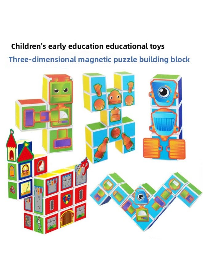 Magnet Box Puzzle Science And Education Suction Assembled Puzzle Toy Children's Magnetic Piece Building Blocks Boys And Girls 2-3-6 Years Old-Color:Magnetic Building Block Patch Castle 16PCs  - Image 5