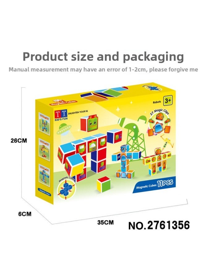 Magnet Box Puzzle Science And Education Suction Assembled Puzzle Toy Children's Magnetic Piece Building Blocks Boys And Girls 2-3-6 Years Old-Color:Magnetic Building Block Patch Castle 16PCs  - Image 2