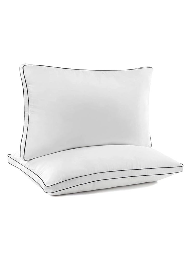 Comfy Set Of 2 Double Cord Soft Cotton Hotel Quality Pillow - Image 1