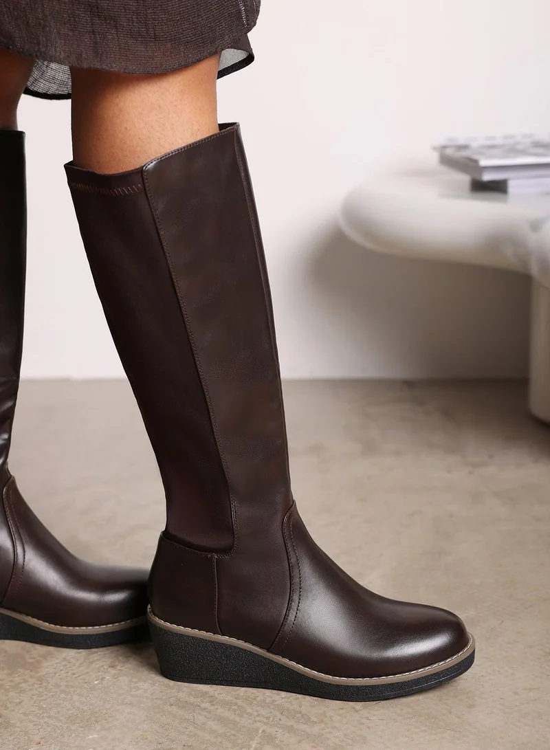 Where's That From 'Livia' Knee High Wedge Boot With Stitch Detail