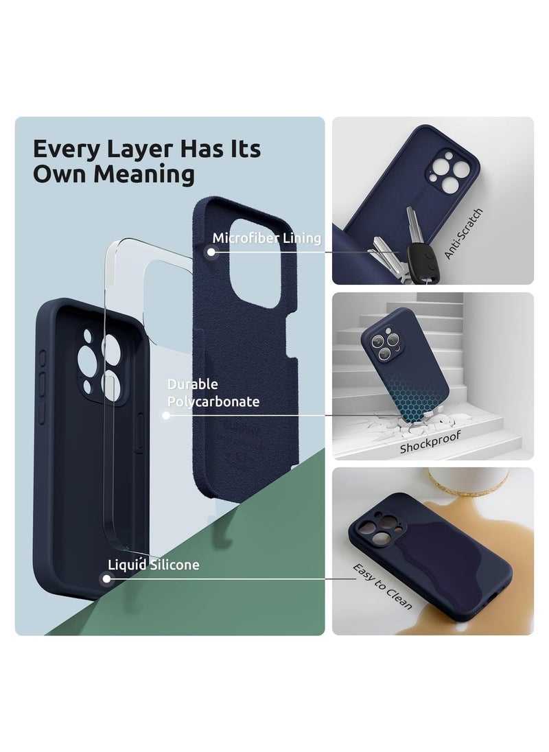 Raxoom Design for iPhone 15 Pro Max Case [2 x Screen Protectors & 1 x Lanyard], Liquid Silicone Protection for Each Lens Shockproof Cover for iPhone 15 Pro Max 6.7 inch 2023, Midnight Blue - Image 4