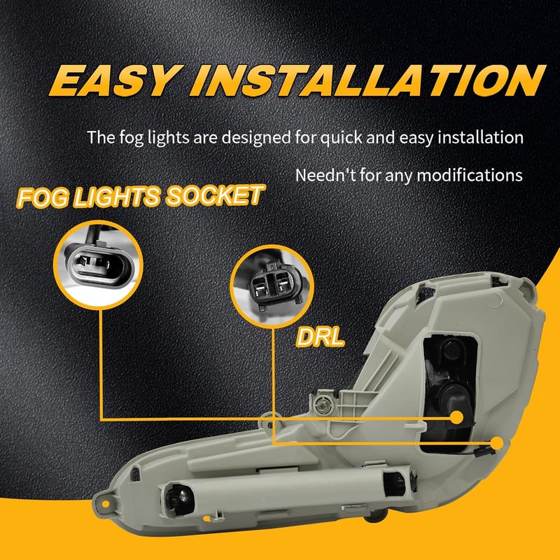 OKSIWA LED Fog Lights with DRL for 2012–2017 Hyundai Accent - White Daytime Running Light & Amber Turn Signal - Image 4