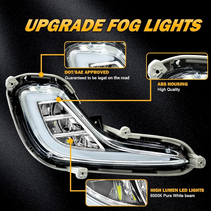 OKSIWA LED Fog Lights with DRL for 2012–2017 Hyundai Accent - White Daytime Running Light & Amber Turn Signal - Image 3