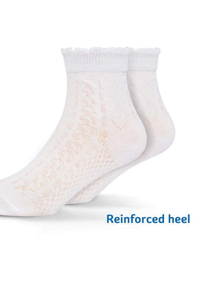 Looching 5 Pairs Baby Girls Boys Mesh Thin Socks Toddler Ruffle No Show Soft Low Cut Ankle Socks School for Unisex Little Kids, White, 1-3T - Image 5
