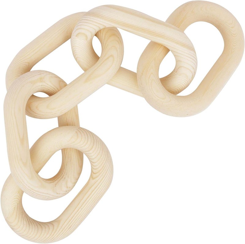HMASYO Wood Chain Link Decor – 22" Hand Carved 5-Link Wood Knot Decorative Chain Wood Decor, Rustic Wood Link Decorative Object Large Wooden Chain for Home Living Room Coffee Table Farmhouse - Image 1