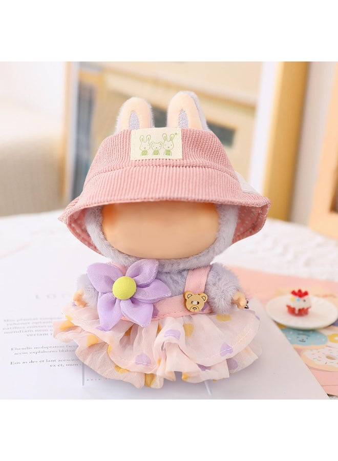 LJRN Clothes for Labubu, Clothes for Dolls Outfit, Labubu Accessories for 17cm Dolls Clothes, Cute Bear Dress + Casual Hat, Stylish Adorable Doll-s Clothes Accessories - Image 3