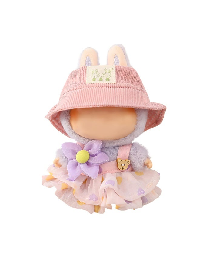 LJRN Clothes for Labubu, Clothes for Dolls Outfit, Labubu Accessories for 17cm Dolls Clothes, Cute Bear Dress + Casual Hat, Stylish Adorable Doll-s Clothes Accessories - Image 1