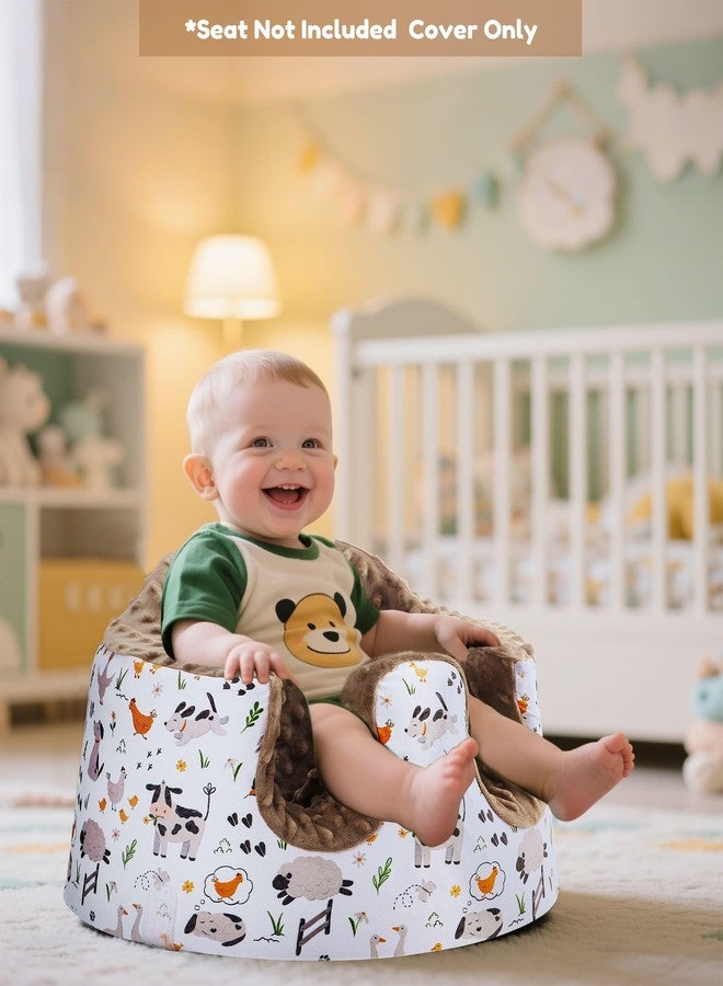 غطاء مقعد BOMOLOUR متوافق مع مقعد Bumbo و Nuby، غطاء مقعد أرضي قابل للإزالة وجيد التهوية للأطفال من الأولاد والبنات، المقعد غير متضمن (بني فارم) - Image 2