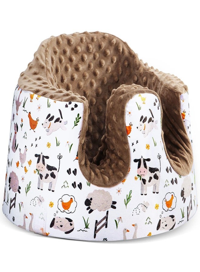 غطاء مقعد BOMOLOUR متوافق مع مقعد Bumbo و Nuby، غطاء مقعد أرضي قابل للإزالة وجيد التهوية للأطفال من الأولاد والبنات، المقعد غير متضمن (بني فارم) - Image 1