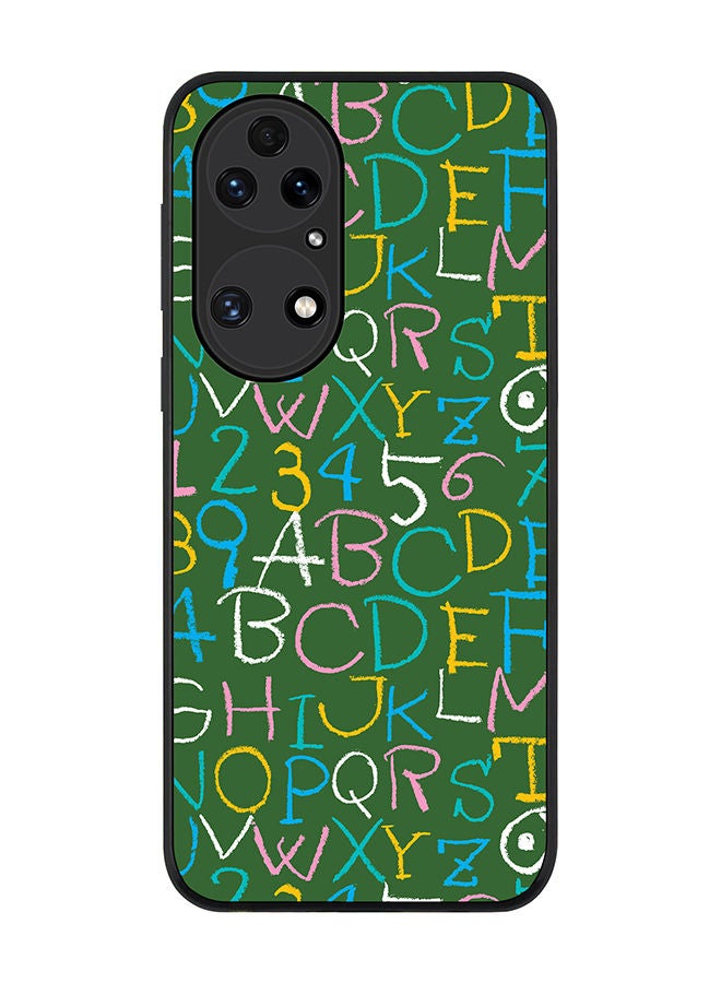 Stylizedd Rugged Black edge case for Huawei P50 Slim fit Soft Case Flexible Rubber Edges Anti Drop TPU Gel Thin Cover - Green Board Alphabets - Image 1