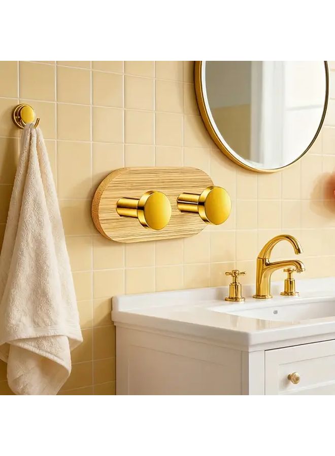 Golden No Drill Adhesive Hooks Heavy Duty Wood Metal Construction Wall Mounted Bathroom Kitchen Closet - Image 4
