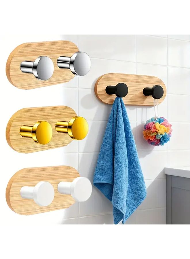 Golden No Drill Adhesive Hooks Heavy Duty Wood Metal Construction Wall Mounted Bathroom Kitchen Closet - Image 1