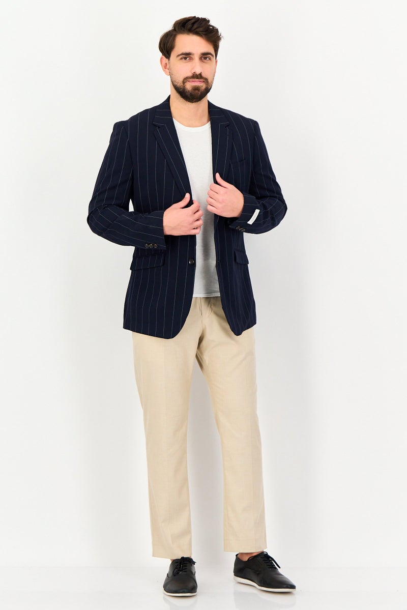 Selected Homme Men Regular Fit Stripe Semi Formal Blazer, Navy - Image 4